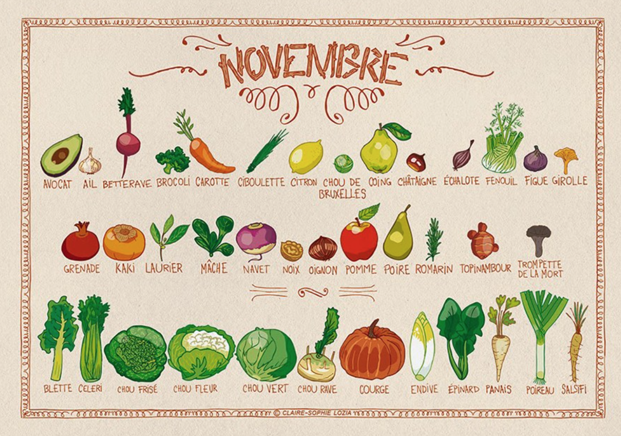 Tableau des légumes de novembre